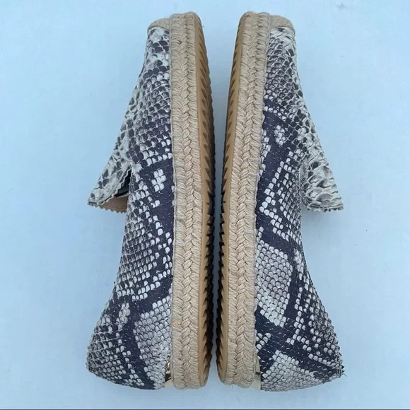 Stuart Weitzman Catalan Snake Print Leather Slip on Espadrille Natural Color - Picture 7 of 9